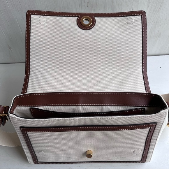 🔴SOLD🔴 BURBERRY-Canvas Horseferry Print Note Crossbody Bag Natural Tan - Picture 8 of 15